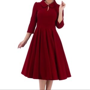 HEARTS AND ROSES Glamorous Red Velvet Tea Dress